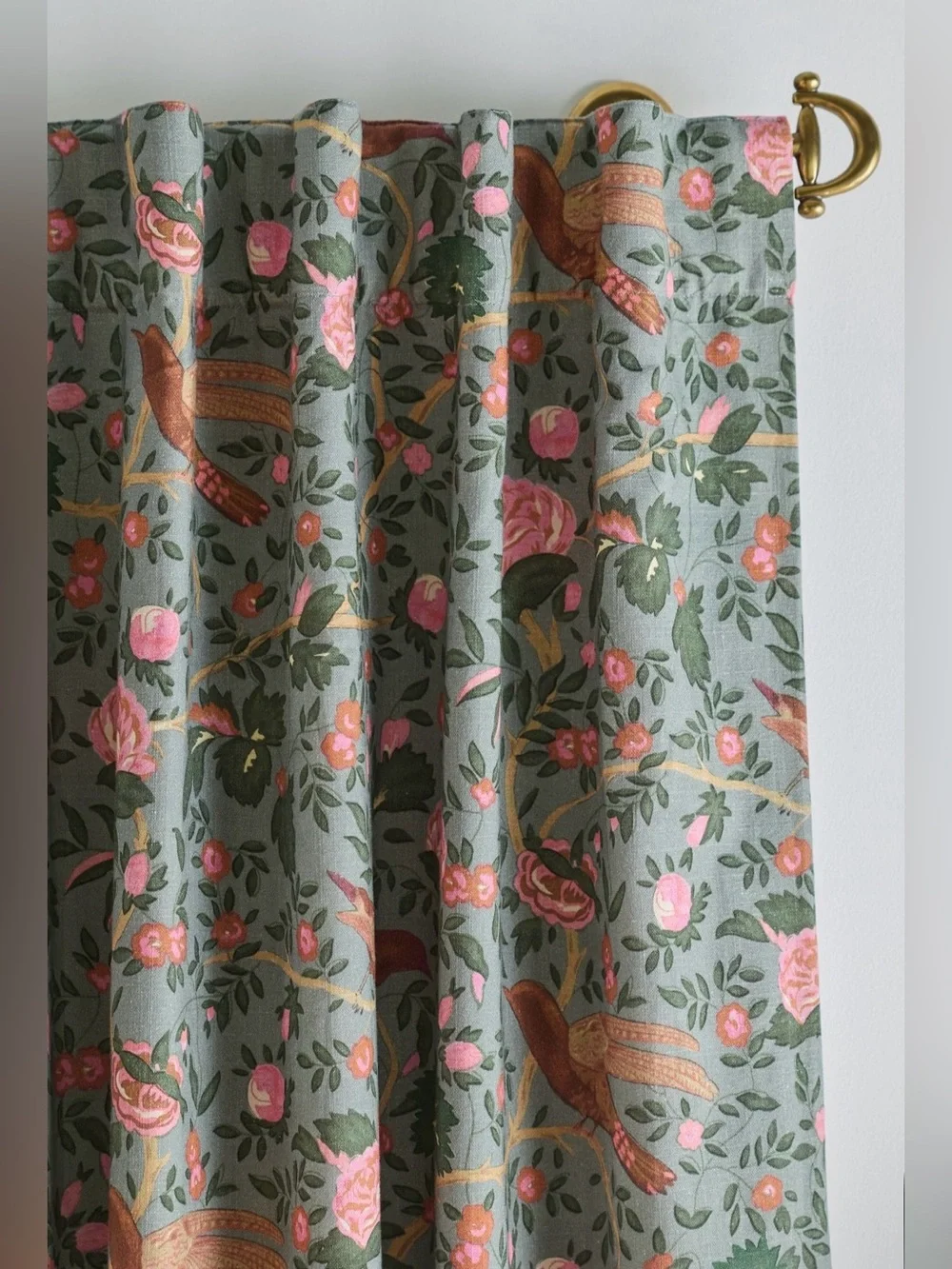 Anthropologie Wren Cotton Bird Print Blackout Curtain, 50x96